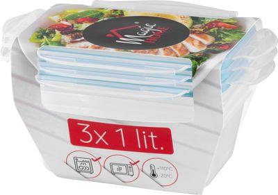 Dóza MagicHome Lunchbox set YH376, obdĺžniková, sada 3 ks, 1000 ml, 189x131x77 mm 3