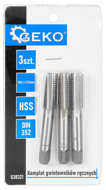 Sada závitníkov HSS, M12 x 1,75, 3-dielna, GEKO 2
