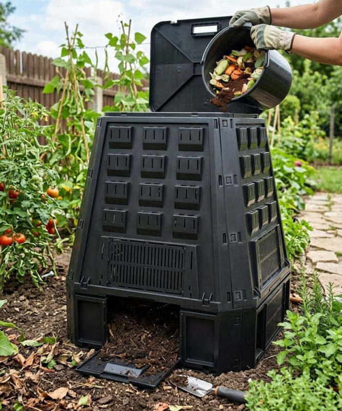 Kompostér EVOBLACK, 630 lit., čierny 1