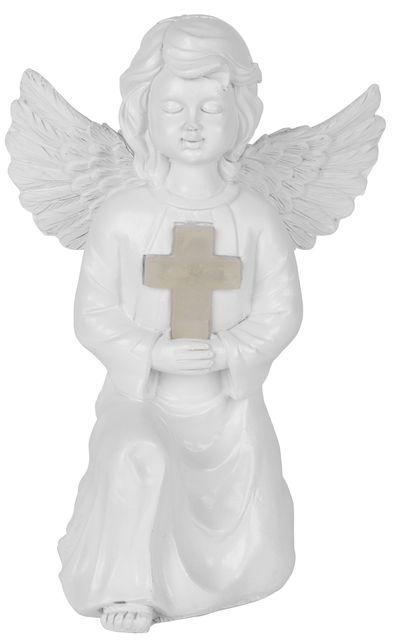Dekorácia Strend Pro Gecco, anjel, 15x12x22 cm, polyresin, solárna, na hrob, 1 LED, AA