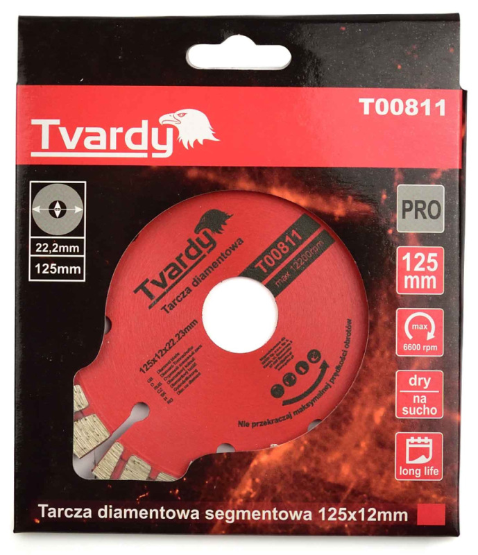 Diamantový kotúč segmentový na železobetón 125 x 12 x 22,23 mm, TVARDY 1