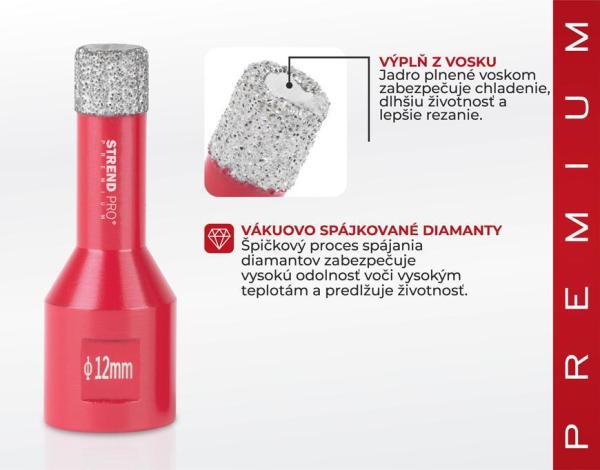 Vyrezávač Strend Pro Premium DCB11, 12 mm, M14, HD, korunka, diamant, professional 2