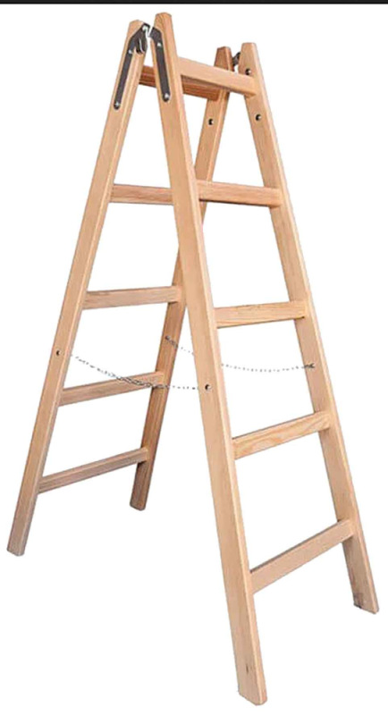 Rebrík drevený dvojdielny s háčikom 4 - priečkový, 128 cm, VASKO