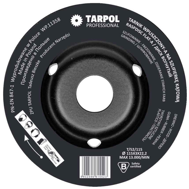 Rašpľa zapustená 115 x 3 x 22,2 mm stredný zub, TARPOL, T-52 4