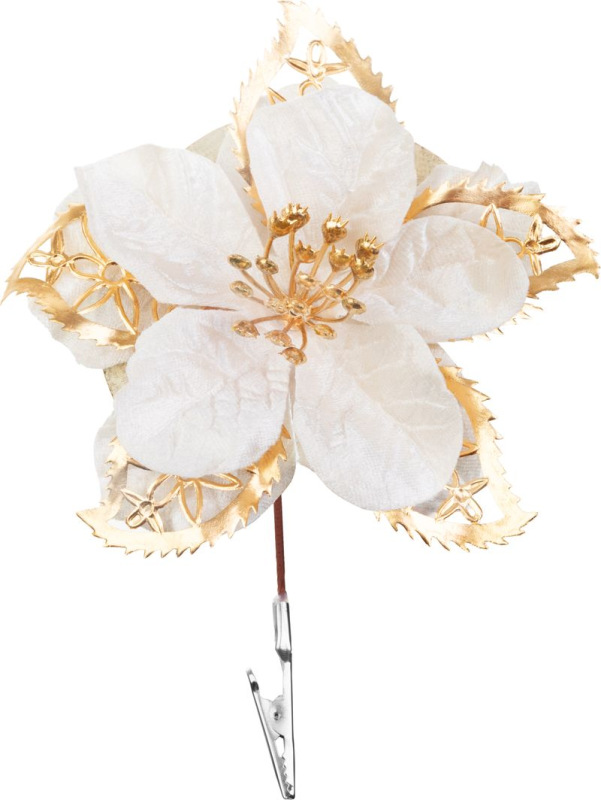 Kvet MagicHome Vianoce, poinsettia, krémová, 21 cm, veľkosť kvetu: 13 cm