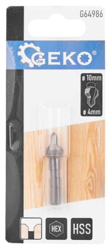 Záhlbník HSS do dreva, priemer vrtáka 4 mm, priemer záhlbníka 10 mm, uchytenie 6HRAN, GEKO 2