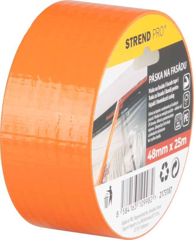 Páska fasádna Strend Pro, 48 mm, L-25 m, oranžová, maskovacia, UV, na fasádu 2