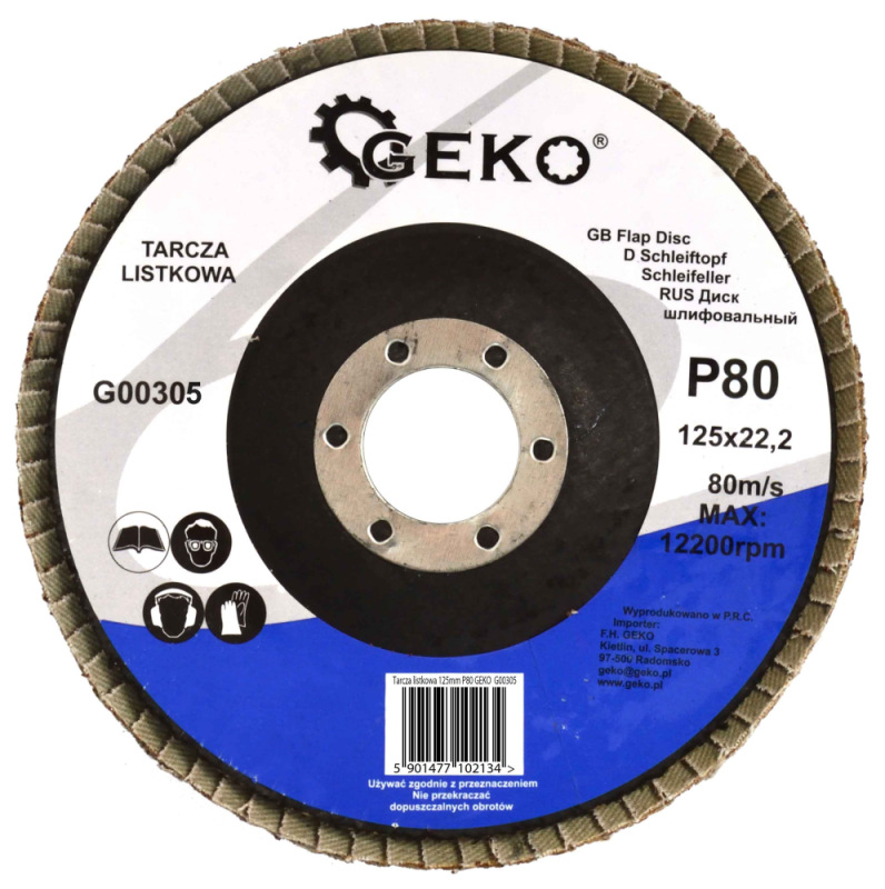 Brúsny lamelový kotúč 125 x 22,2 mm, zrno 80, GEKO 3