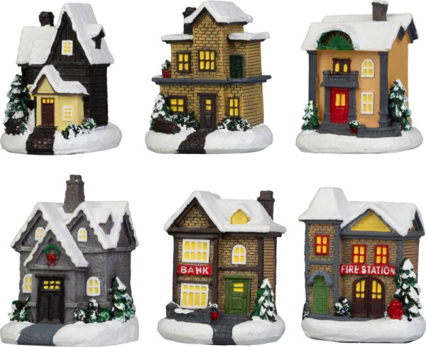 Dekorácia MagicHome Vianoce, domček, plast, 1xLED teplá biela, 6x6x8 cm, 2xLR44 1