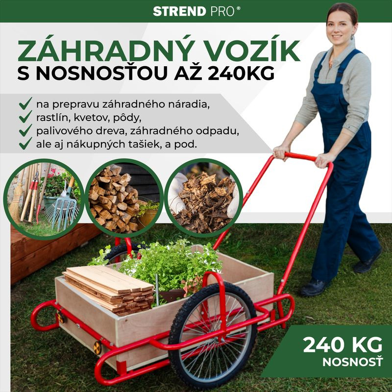 Vozík Optimus, prepravný, s drevenou korbou, max. 240 kg 2
