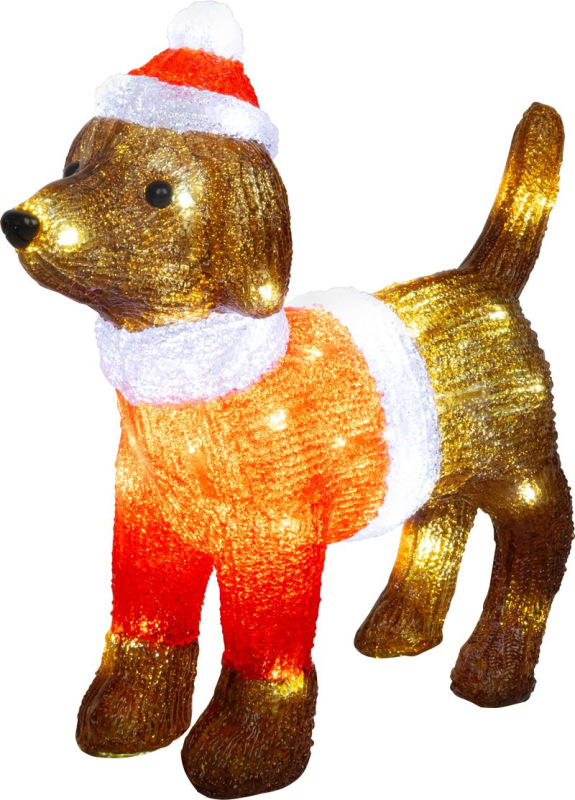 Dekorácia MagicHome Vianoce, Pes, 50xLED studená biela, IP44, 34x12x33 cm