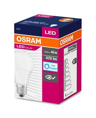 Žiarovka OSRAM® LED FR 040 (ean1011) non-dim, 4,9W/865 E27 6500K Value CLASSIC A 1