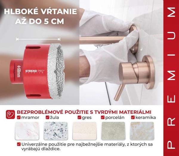 Sada vyrezávačov Strend Pro Premium DCB11S5, 20-35-45-55-68 mm, M14, diamant, korunky, professional 4