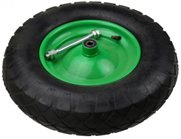 Nafukovacie koleso s ložiskami, otvor 12 mm, priemer 39 cm, šírka 8,5 cm, zelené, s oskou 3