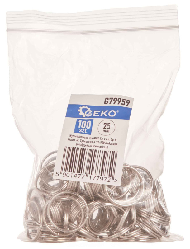 Krúžok na kľúče priemer 25 mm, sada 100 kusov, GEKO
