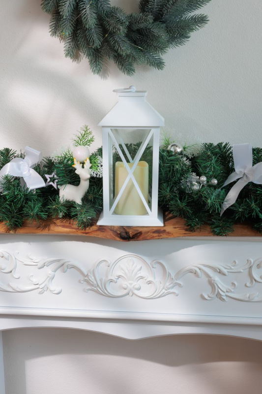 Lampáš MagicHome Vianoce, LED teplá biela, 3xAAA, plast, časovač, biely, 14x14x32.2 cm, pohyblivý pl 3