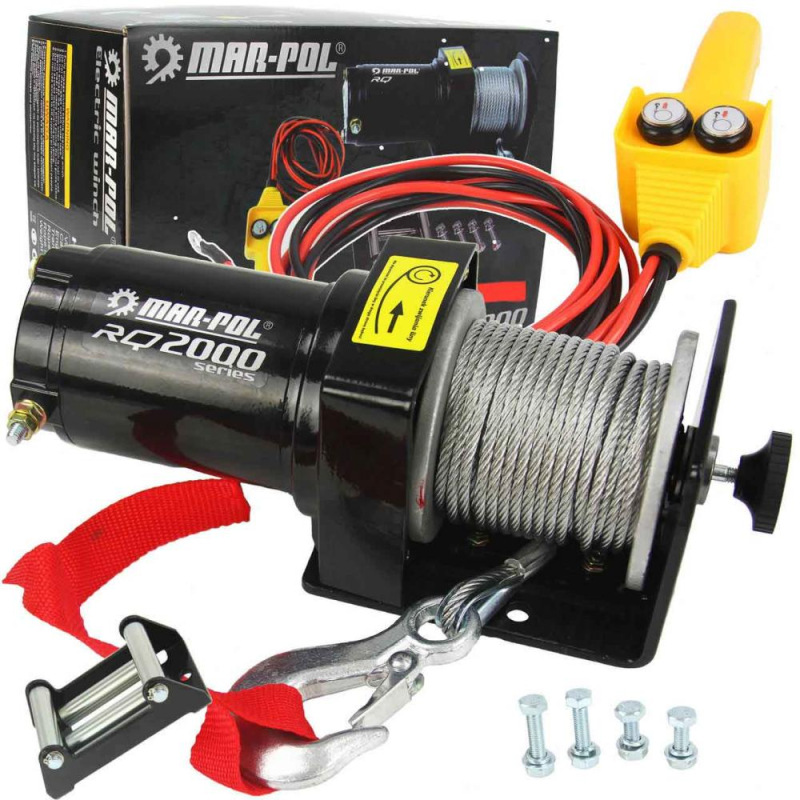 Naviják elektrický 907kg, 12V, dĺžka lana 14 m, priemer 4 mm, MAR-POL