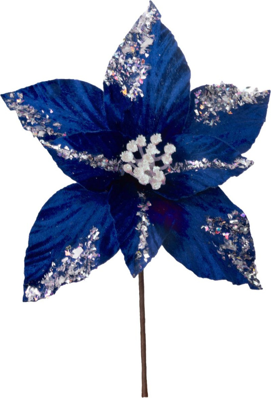 Kvet MagicHome Vianoce, poinsettia, tmavo modrý, 20 cm, veľkosť kvetu: 21 cm