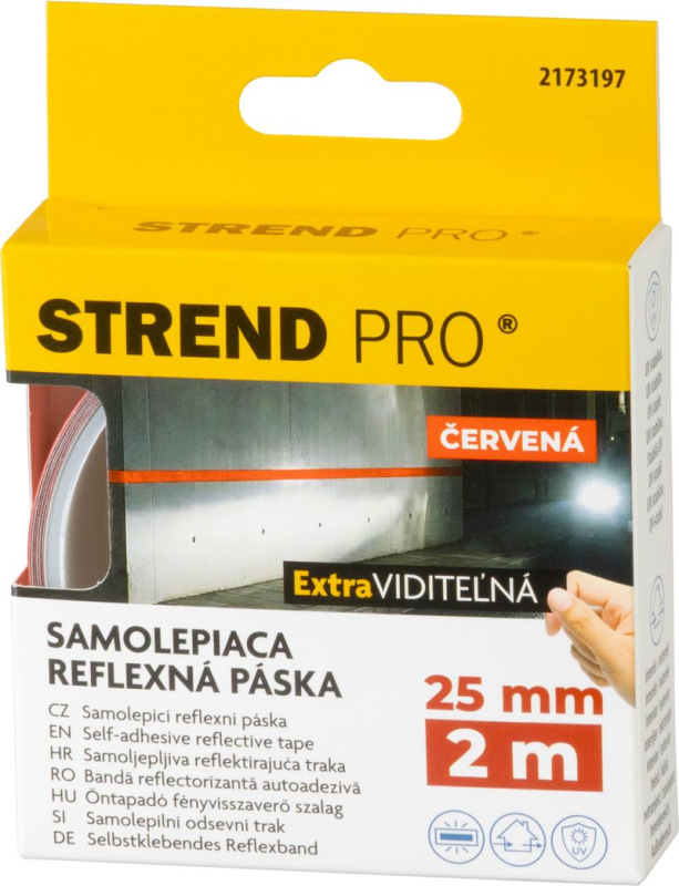 Páska Strend Pro, 25 mm, L-2 m, červená, reflexná 2