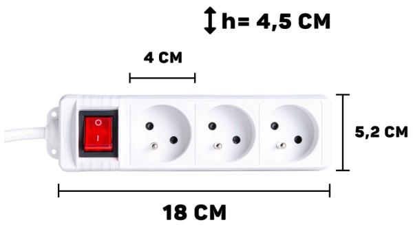 Predlžovací kábel s vypínačom, 3 zásuvky, dĺžka 5m ,GEKO 7