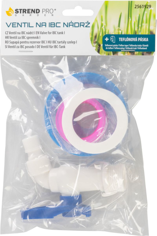 Ventil Strend Pro, záhradný, 3/4", 16 mm, s redukciou na IBC nádrž, PVC 1