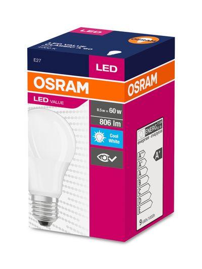 Žiarovka OSRAM® LED FR 060 (ean3381) non-dim, 8W/840 E27 4000K Value CLASSIC A 1