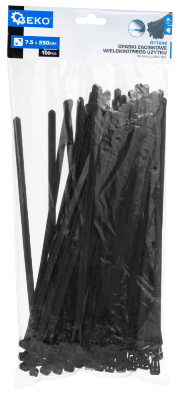 Sťahovacia páska na opakované použitie 7,5x250 mm, 100ks, GEKO 5