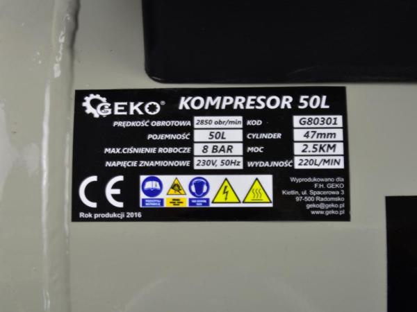 Kompresor olejový 1-piestový 1,8 kW, 220 l/min, vzdušník 50 litrov, GEKO 6