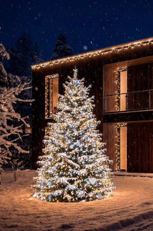 Reťaz MagicHome Vianoce, jednoduché svietenie, 930xLED teplá/studená biela, IP44, 30 m 1