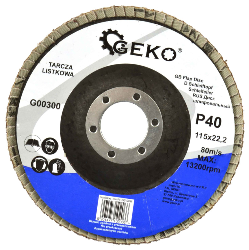 Brúsny lamelový kotúč 115 x 22,2 mm, zrno 40, GEKO 1