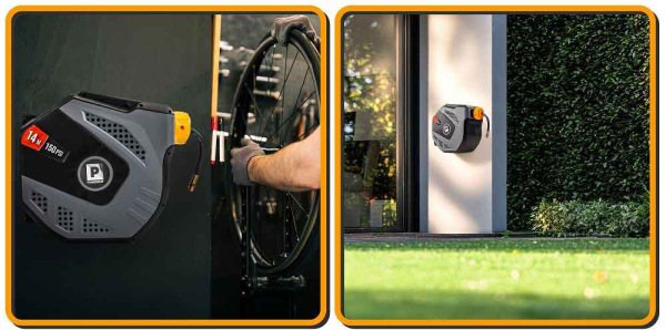 Samonavíjací závesný bubon s hadicou na vzduch, 6,5 x 10 mm, dĺžka 14 m, POWERMAT 1