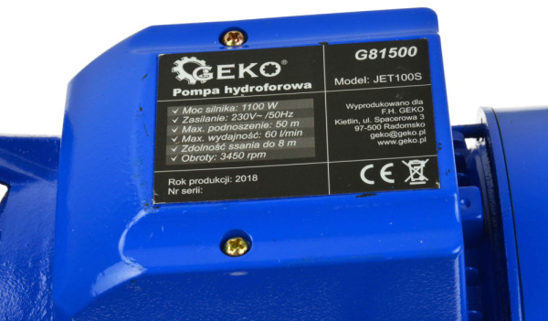 Čerpadlo na domácu vodáreň 1100 W, bez nádrže, JET100S, GEKO 4
