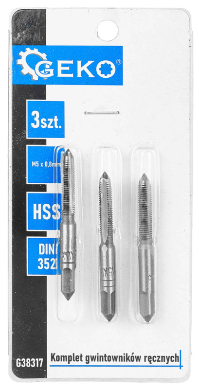 Sada závitníkov HSS, M5 x 0,8, 3-dielna, GEKO 2