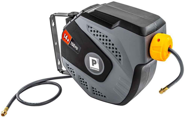 Navíjací bubon s držiakom na stenu s hadicou na vzduch, 6,5 x 10 mm, dĺžka 14 m, POWERMAT 16