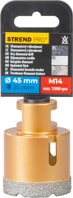 Vyrezávač Strend Pro, diamant, korunka, M14, 45 mm 2