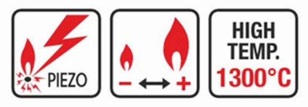 Spájkovacia lampa s piezo zapaľovačom a kartušou 300ml, závit 7/16", RK-3104C ELICO 5