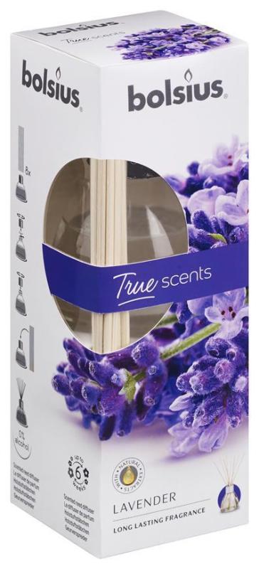 Difuzer Bolsius True Scent Lavender, vôňa levanduľa, 45 ml