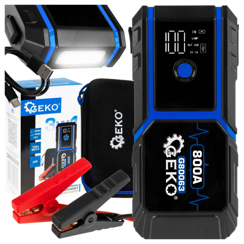 Štartovací box 10000mAh, 400A, LED, 12V, GEKO