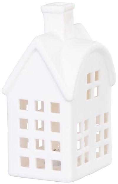 Dekorácia MagicHome, Domček, LED, biely, porcelán, 8,7x7,3x15,3 cm