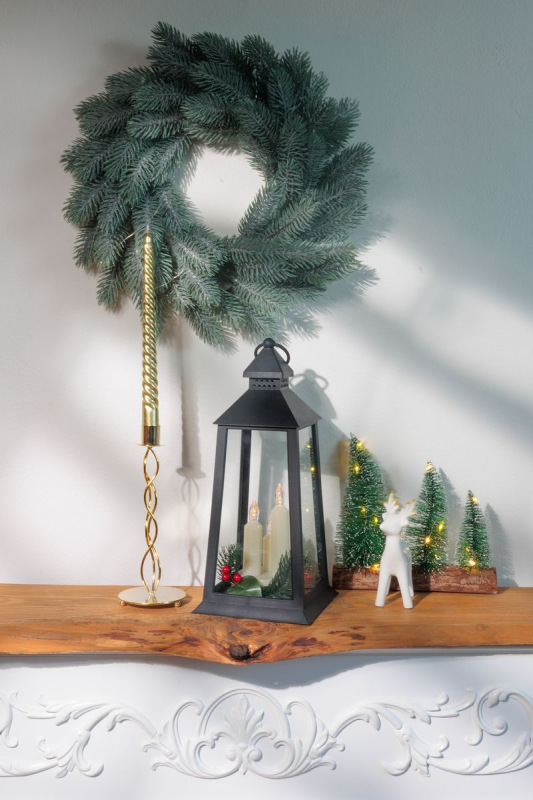 Lampáš MagicHome Vianoce, plast, čierny, 3xLED žltá, 14x14x35 cm, 3xAAA 3