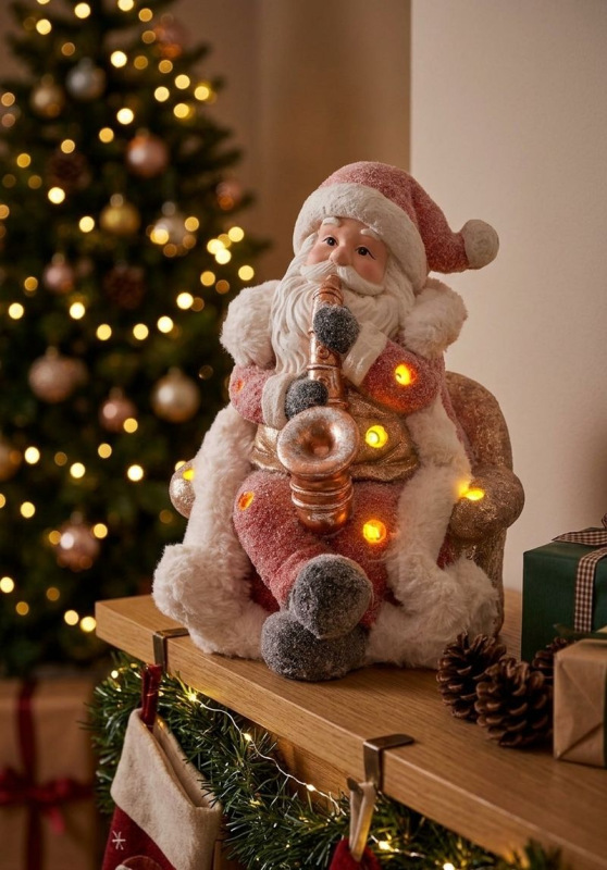 Dekorácia MagicHome Vianoce, Santa so saxafónom, LED, 3xAAA, 28x27x36 cm 1