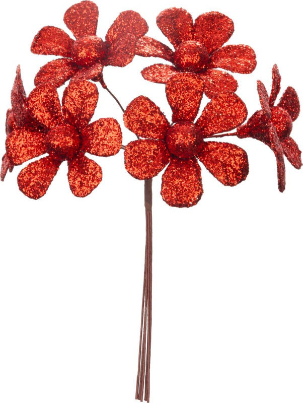 Kvet MagicHome Vianoce, margarétky, červený, 14 cm
