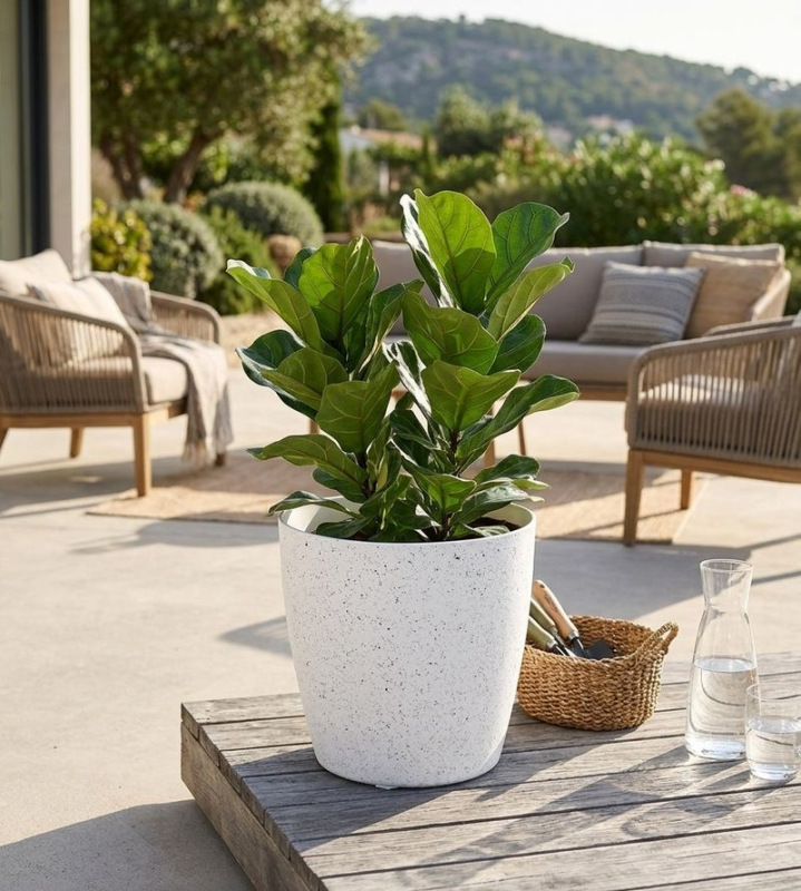 Kvetináč Strend Pro Stone, 28x26 cm, biely, efekt kameňa 1