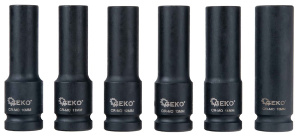 Sada 1/2" úderových predĺžených hlavíc 6HRAN v kazete, 10-24mm, 11-dielna, GEKO 2