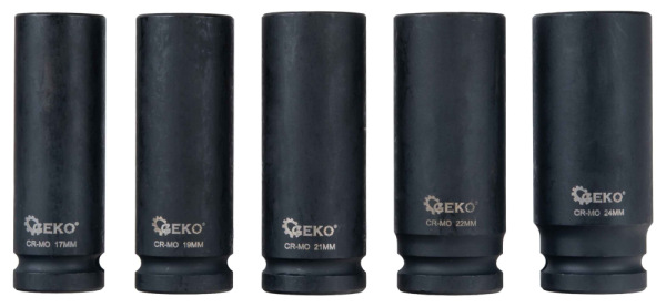 Sada 1/2" úderových predĺžených hlavíc 6HRAN v kazete, 10-24mm, 11-dielna, GEKO 3