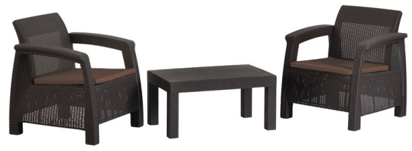 Set terasový CAYMAN, Mocca béžová, stôl, kreslo 1+1
