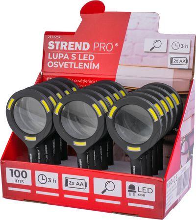 Lupa so svetlom Strend Pro 113x242x22 mm, 2xAA, LED 100 lm, 3x LED osvetlenie, na čítanie, Sellbox 1 4