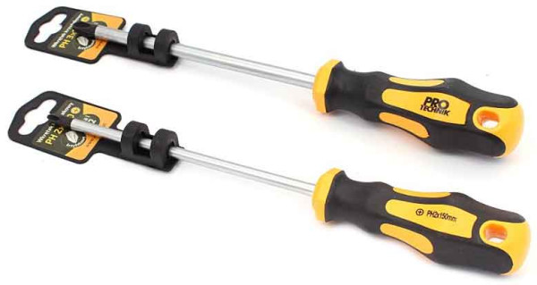 Skrutkovač PZ2 x 100 mm, žltočierna rukoväť, PRO-TECHNIK 4