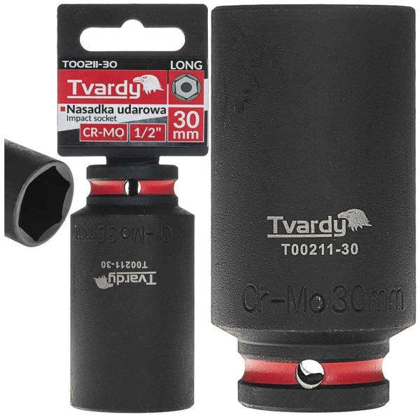 Hlavica nástrčná predĺžená 6HRAN 1/2" 30 mm, úderová, Cr-Mo, TVARDY