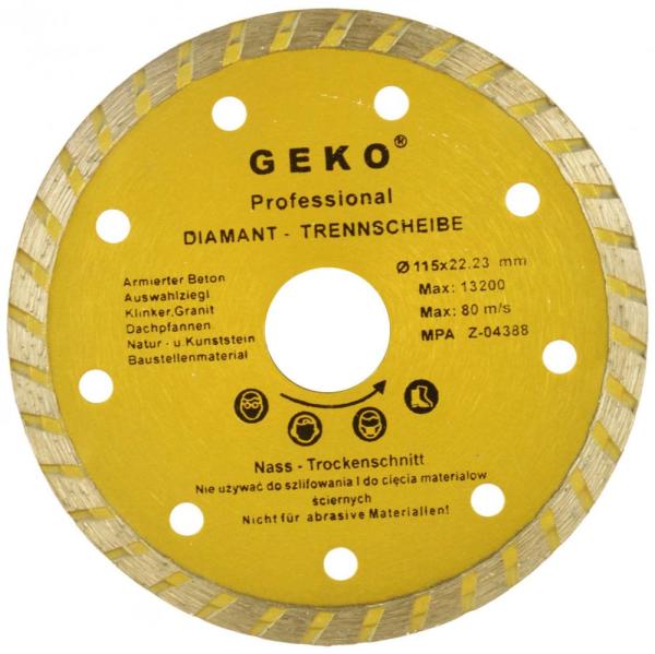 Diamantový kotúč TURBO 115 x 22 x 1,9 mm, celistvý segment, GEKO